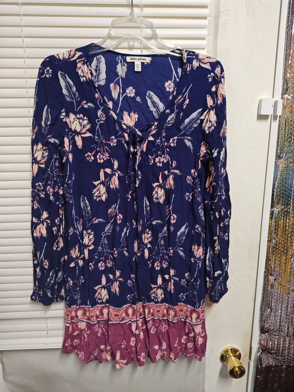 New Billabong Just Like You Dress Starry Night Long Sleeve Women's